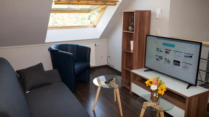 Wohnzimmer Ferienwohnung  zentrale Lage am Kurmittelhaus Actinon Haus Ilse Wohnzimmer Ferienwohnung Aue Bad Schlema